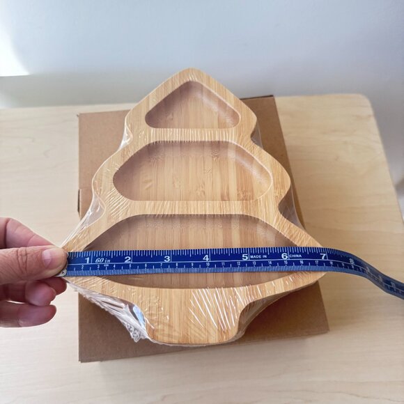 🎄 Eco-Friendly Bamboo Christmas Tree Serving Bowls – Set of 3 | New | Unopened - Picture 7 of 8